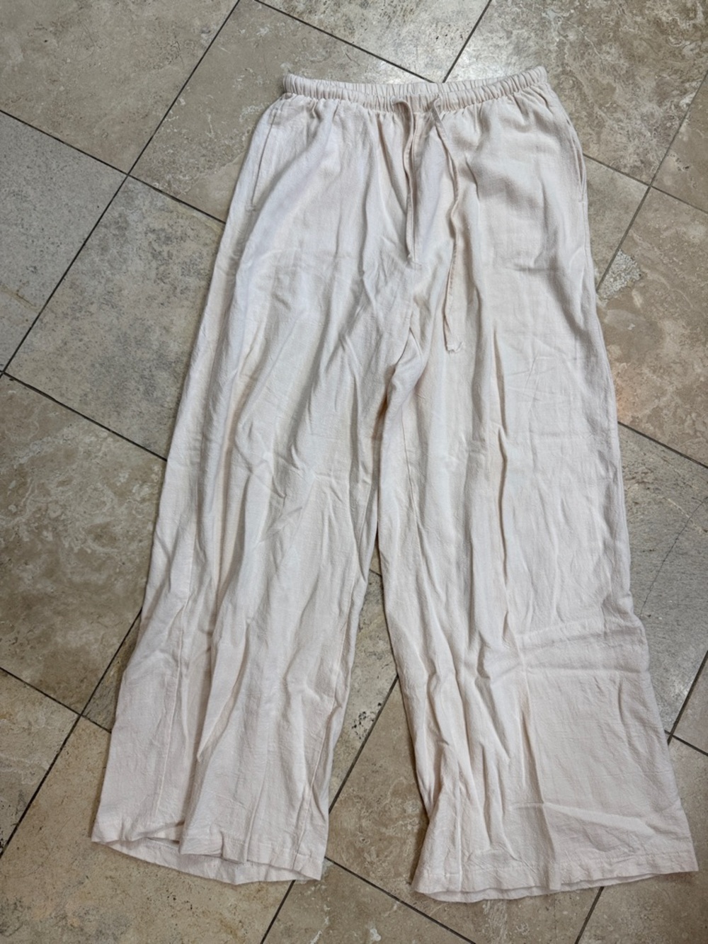 Creamy white linen feeling pants